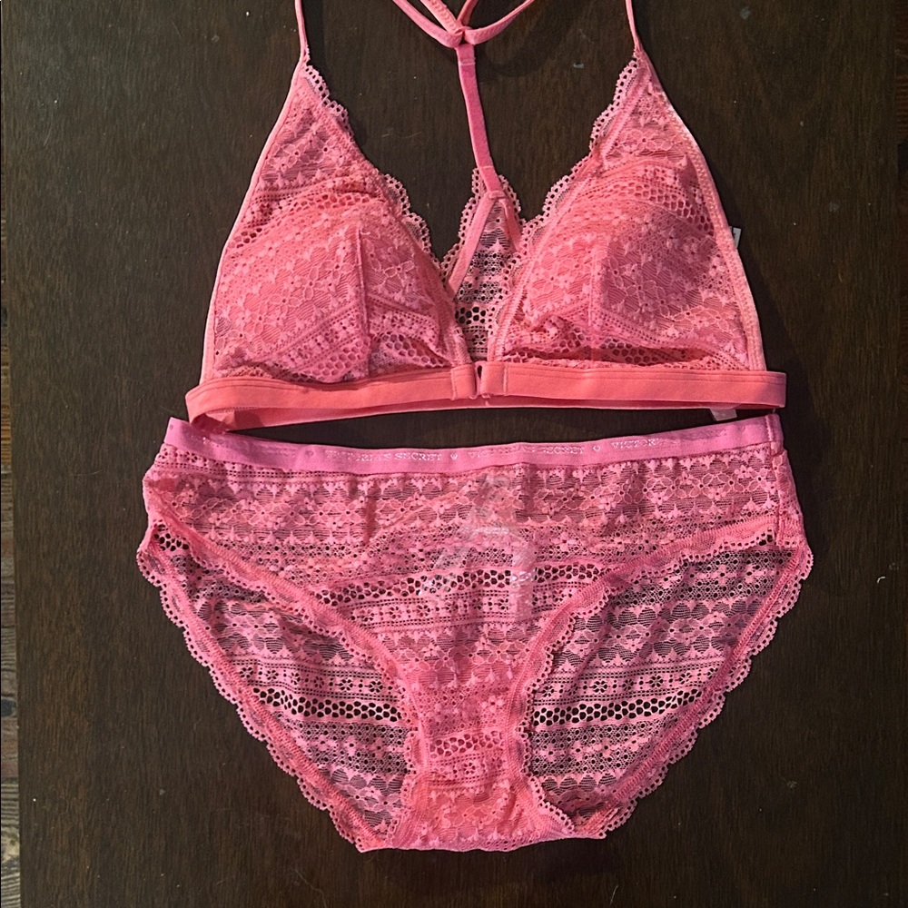 Victoria's Secret Pink Lace Bralette and Panty Set
